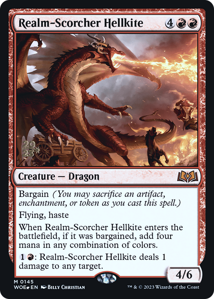 Realm-Scorcher Hellkite (PRE-145) - Wilds of Eldraine Promos Foil