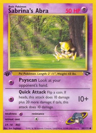 Sabrina's Abra (94) 094  - 1st Edition Gym Challenge - Common