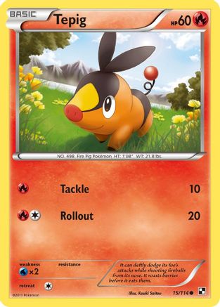 Tepig (15) 015  - Reverse Holofoil Black and White - Common