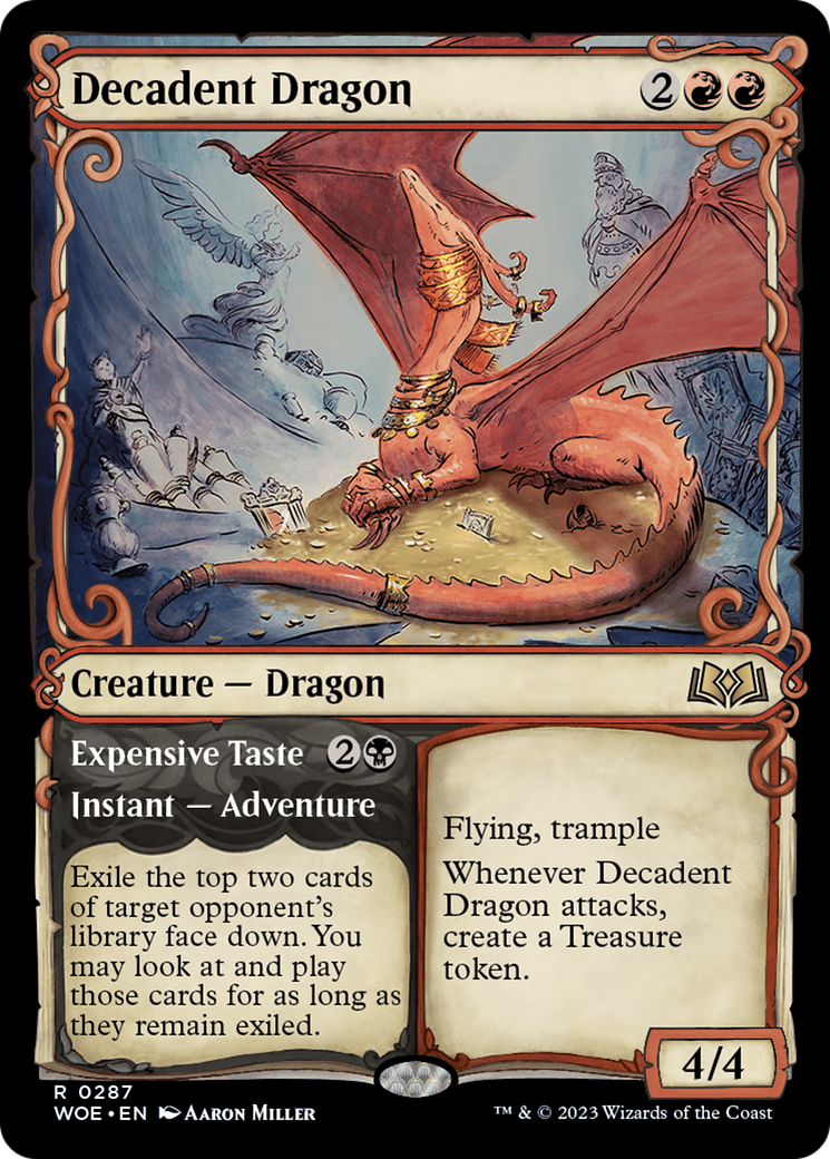 Decadent Dragon // Expensive Taste (WOE-287) - Wilds of Eldraine: (Showcase) Foil