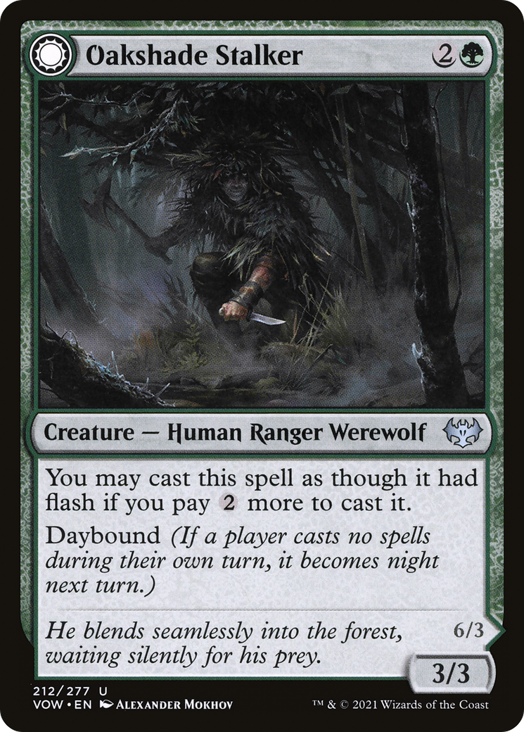 Oakshade Stalker // Moonlit Ambusher (VOW-212) - Innistrad: Crimson Vow: (Double Faced Transform) Foil