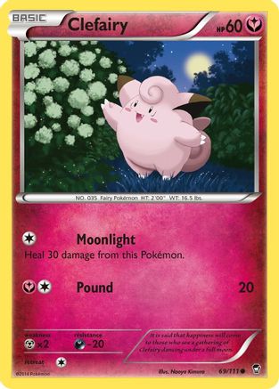 Clefairy (69) 069  - Reverse Holofoil XY  Furious Fists - Common
