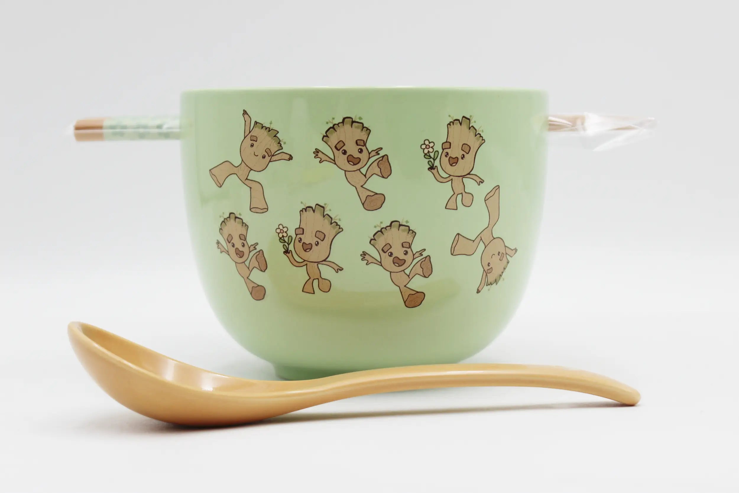 Baby Groot Ramen Bowl w’ Chopsticks & Spoon