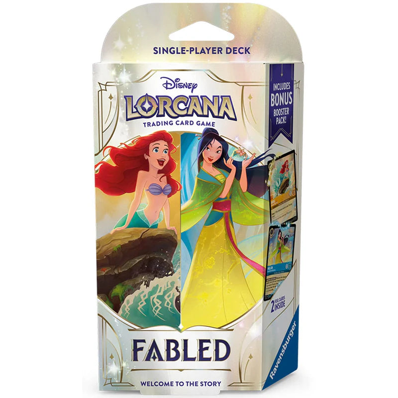 DISNEY LORCANA SET 9 FABLED STARTER DECK Ariel & Mulan (Amber & Sapphire)