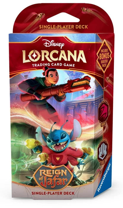 DISNEY LORCANA SET 8 REIGN OF JAFAR STARTER RUBY & STEEL