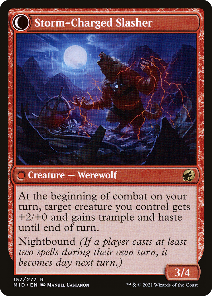 Reckless Stormseeker // Storm-Charged Slasher (MID-157) - Innistrad: Midnight Hunt: (Double Faced Transform) Foil