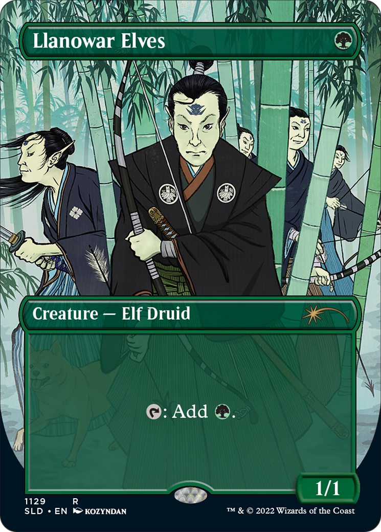 Llanowar Elves (1129) (SLD-1129) - Secret Lair Drop (Borderless) Foil