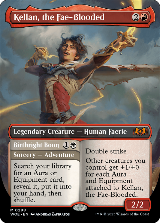 Kellan, the Fae-Blooded // Birthright Boon (WOE-298) - Wilds of Eldraine (Borderless) Foil