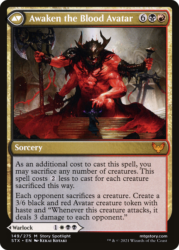 Extus, Oriq Overlord // Awaken the Blood Avatar (STX-149) - Strixhaven: School of Mages Foil