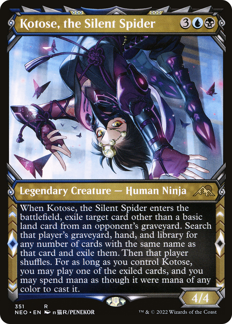 Kotose, the Silent Spider (NEO-351) - Kamigawa: Neon Dynasty: (Showcase) Foil