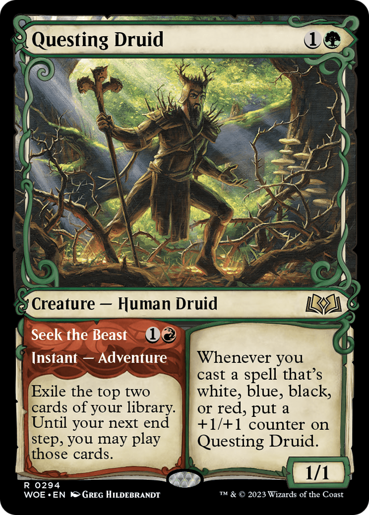 Questing Druid // Seek the Beast (WOE-294) - Wilds of Eldraine: (Showcase) Foil
