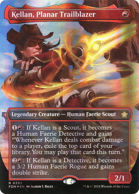 Kellan, Planar Trailblazer (Borderless) (Mana Foil) (FDN-392) - Foundations (Borderless) Foil