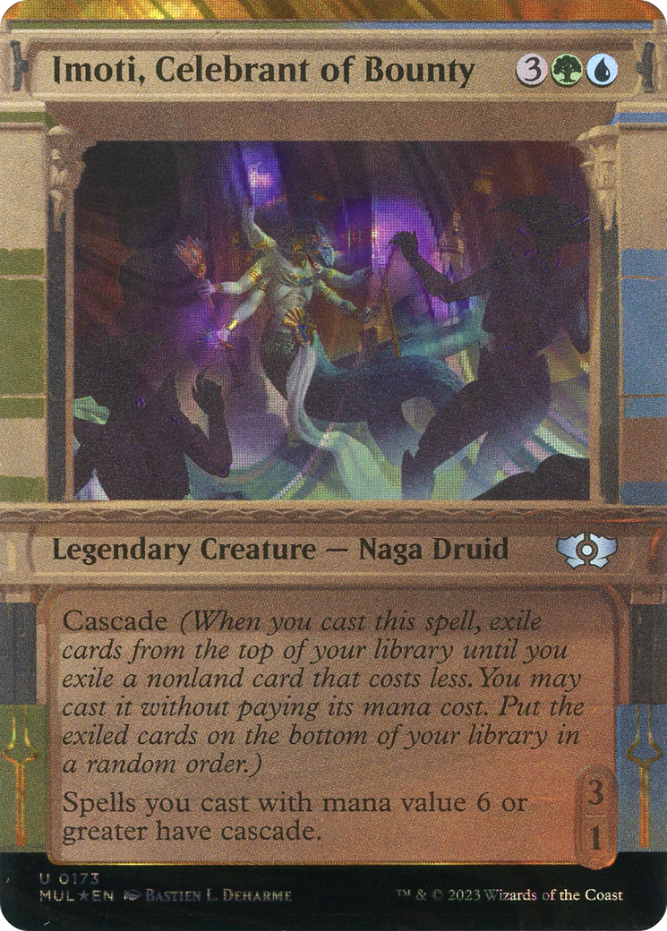 Imoti, Celebrant of Bounty (Halo Foil) (MUL-173) - Multiverse Legends: (Showcase) (Borderless) Foil