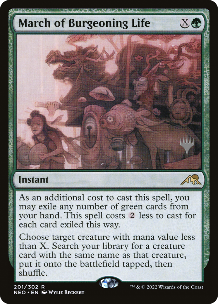 March of Burgeoning Life (PPNEO-201) - Kamigawa: Neon Dynasty Promos Foil