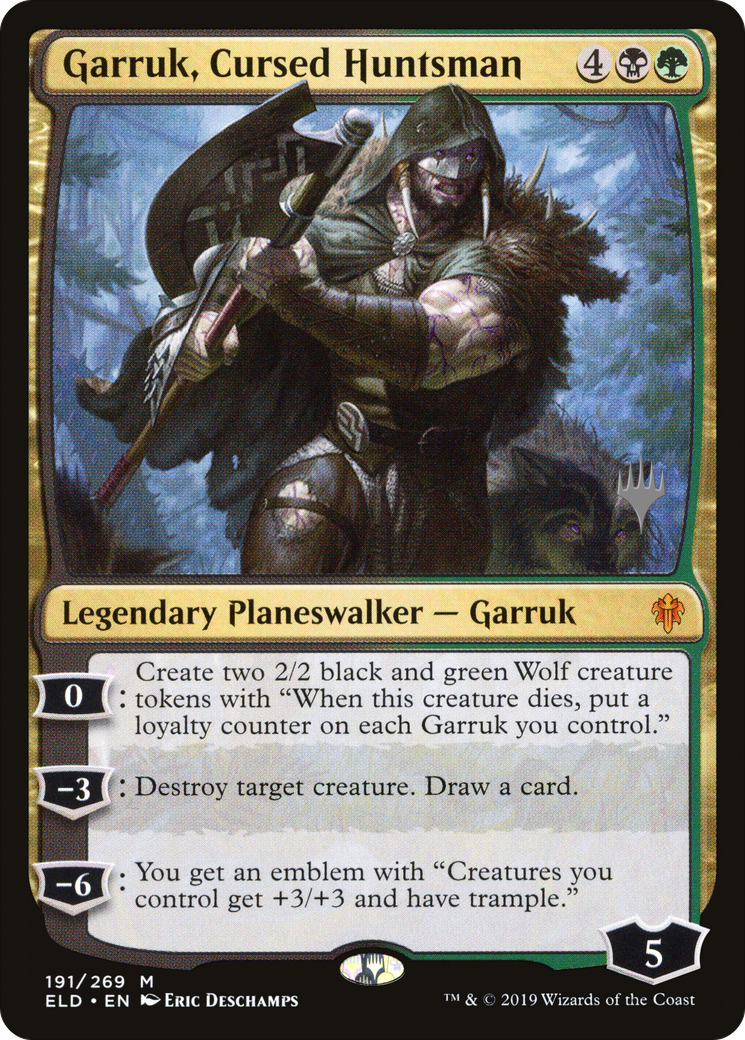 Garruk, Cursed Huntsman (PPELD-191P) - Throne of Eldraine Promos