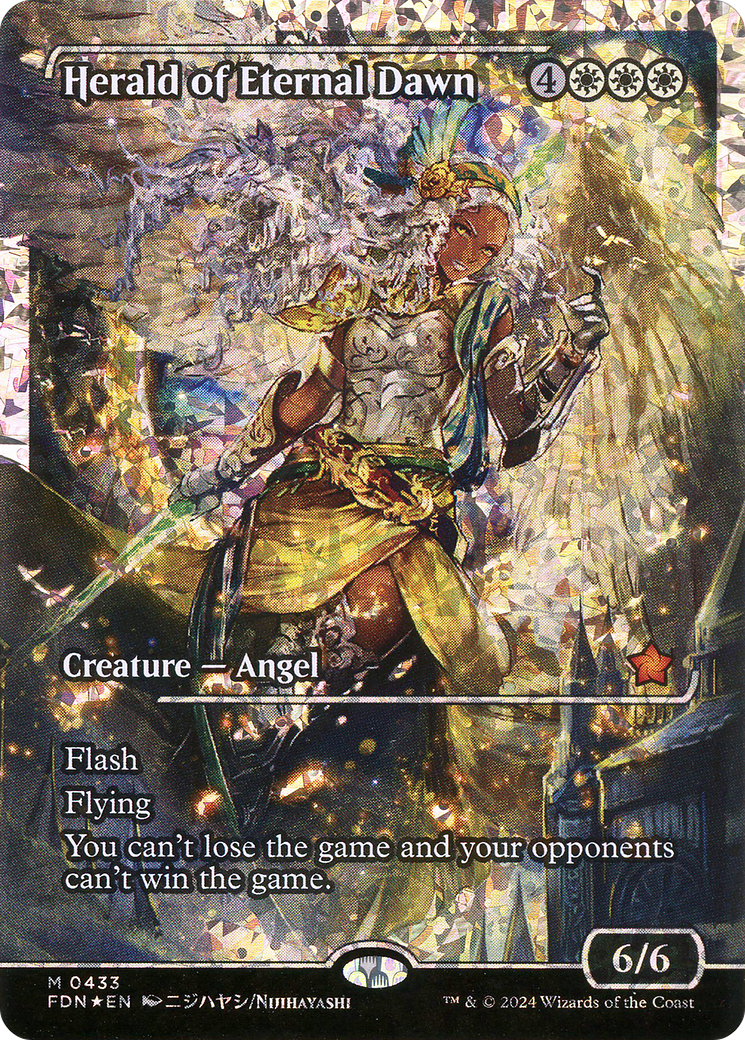 Herald of Eternal Dawn (Showcase) (Fracture Foil) (FDN-433) - Foundations: (borderless, Showcase) Foil