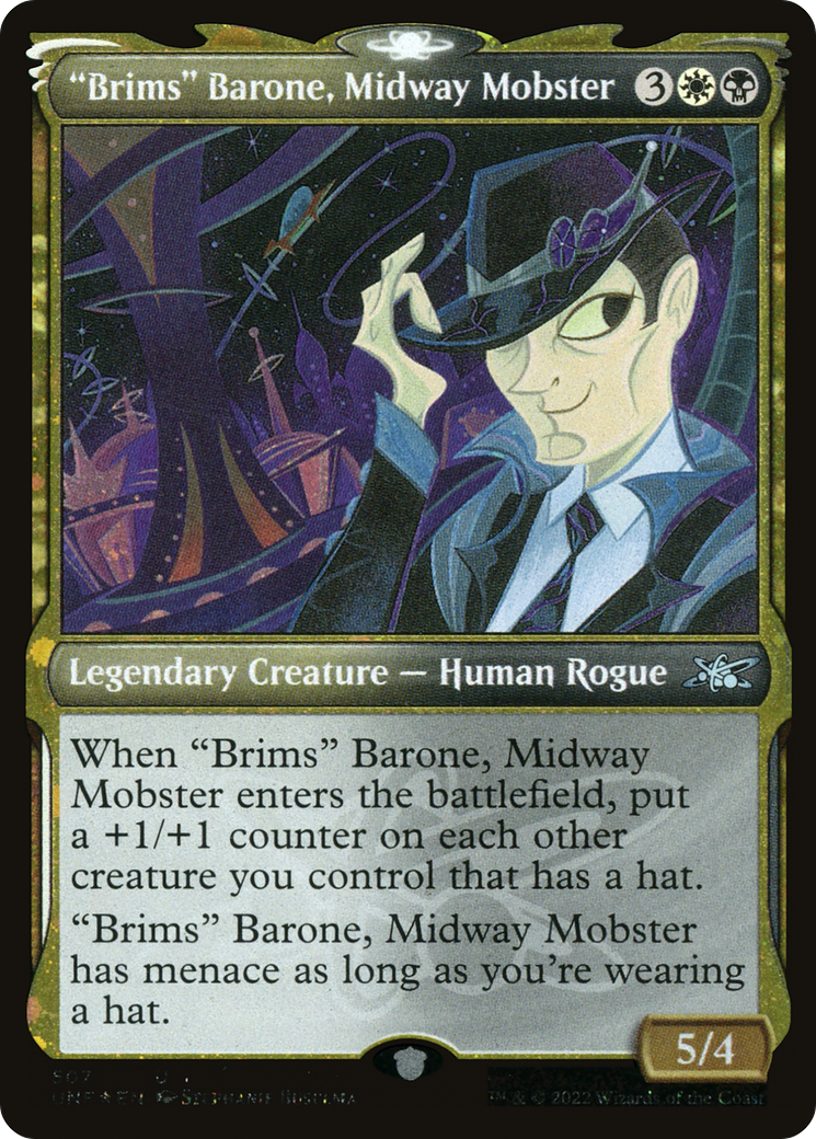 "Brims" Barone, Midway Mobster (Showcase) (Galaxy Foil) (UNF-507) - Unfinity: (Showcase) Foil