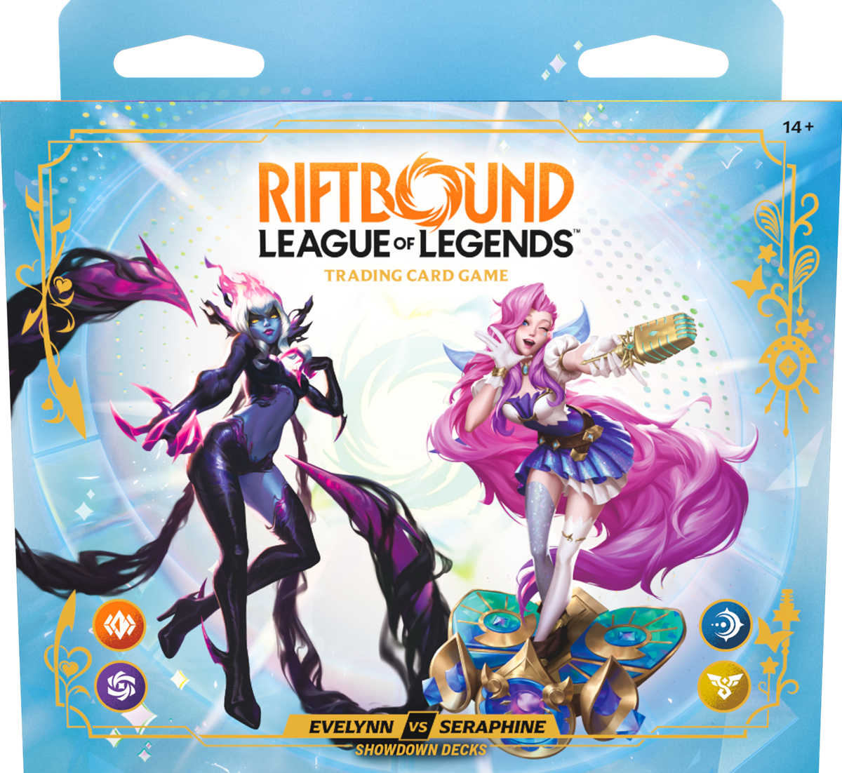 RIFTBOUND LEAGUE OF LEGENDS TCG RADIANCE SHOWDOWN DECK DISPLAY - EVELYNN VS SERAPHINE