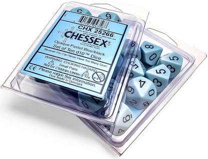 Opaque Pastel Blue/black Set of Ten d10s
