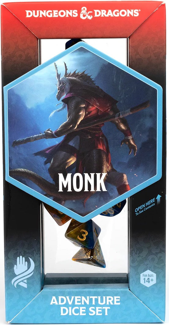 DND ADVENTURE DICE MONK: BLUE / GOLD