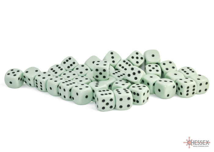 Opaque Pastel Green/black 12mm d6 Dice Block (36 dice)