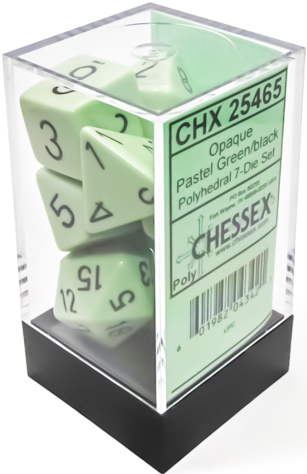 Opaque Pastel Green/black Polyhedral 7-Dice Set