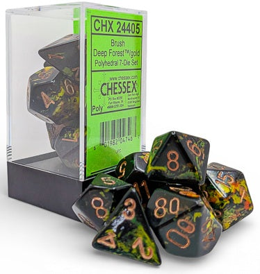BRUSH 7-DIE SET POLYHEDRAL DEEP FOREST/GOLD